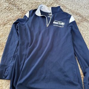 NFL Team Apparel Woman’s long sleeve Seattle Seahawks quarter zip pullover lg